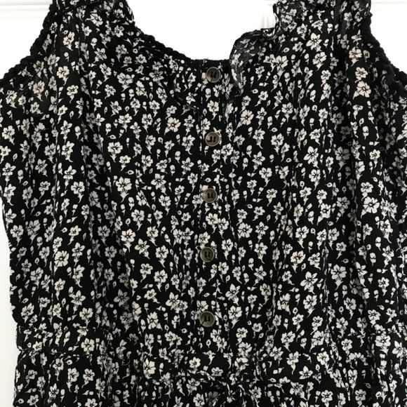FOREVER 21 Floral Mini Dress M Fit Black Off White Waist Tie Buttons - Picture 4 of 16